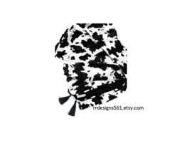 Black & White Cow Print Plush Velvet Blanket With Tassels - thumbnail 1