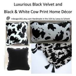 Black & White Cow Print Plush Velvet Blanket With Tassels - thumbnail 4