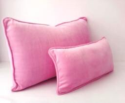 Baby Candy Pink Velvet Pillow Cover, Cushion Cover - thumbnail 1