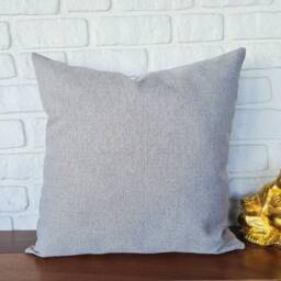 Cognac Leather & Gray Linen Pillow Cover Modern Home Decor - thumbnail 4