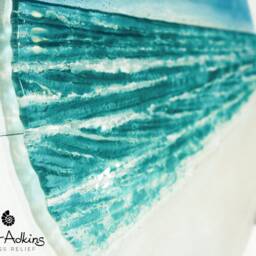 Large Round Turquoise Beach Fused Glass Wall Art 40cm(16 - thumbnail 3