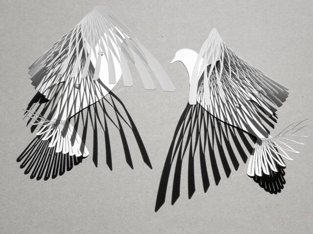 Dove Metal Wall Art Kirigami Bird Sculpture, Shadow Effect - image 1
