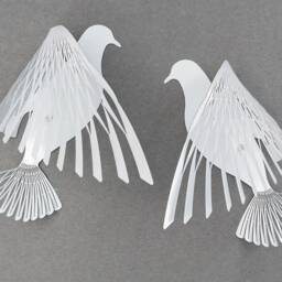 Dove Metal Wall Art Kirigami Bird Sculpture, Shadow Effect - thumbnail 3