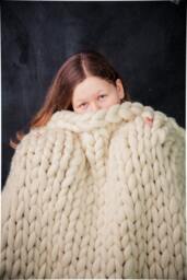 Chunky Knit Merino Wool Blanket, Hand-Knitted Throw