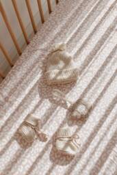 Leopard Crib Sheet, Vintage Naturel Pinky Baby Tiger Nursery Sheet