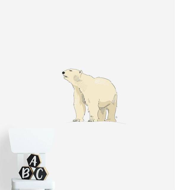 Polar Bear Wall Sticker Decal - Kids Stickers, Animals Childrens Decals, Art, Room, Girl, Boy
