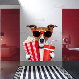 Dog Wall Sticker, Funny Dog, Movie Night Decal, Animal Decor Cfb 77 - thumbnail 3