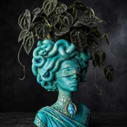Medusa Planter - Blindfolded Goddess Plant Pot Gothic Snake Head Handmade UK - thumbnail 2