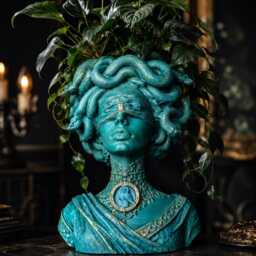 Medusa Planter - Blindfolded Goddess Plant Pot Gothic Snake Head Handmade UK - thumbnail 4
