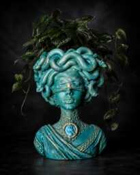 Medusa Planter - Blindfolded Goddess Plant Pot Gothic Snake Head Handmade UK