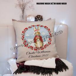 Personalised Peter Rabbit Christmas Cushion Cover - thumbnail 3