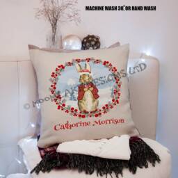 Personalised Peter Rabbit Christmas Cushion Cover - thumbnail 2