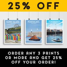 Porthcawl Lighthouse Print - Travel Poster South Wales Lifeboat - thumbnail 2