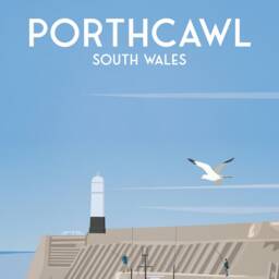 Porthcawl Lighthouse Print - Travel Poster South Wales Lifeboat - thumbnail 3