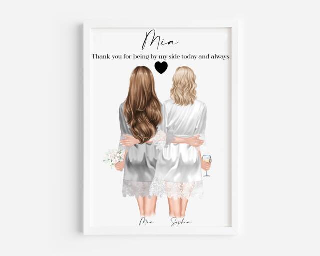 Personalised Bridesmaid Print, Maid Of Honour Print, Bridesmaid Gift, Bride Keepsake, Thank You Gift, Maid Gift - image 1