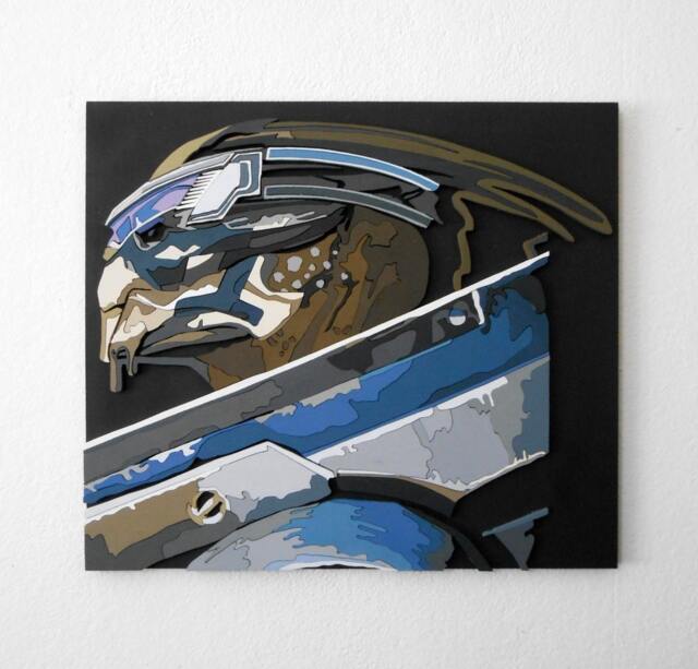 Garrus Vakarian Art Portrait, 3D Wall Decor, Scroll Saw Art, Wood Video Game - image 1