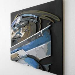 Garrus Vakarian Art Portrait, 3D Wall Decor, Scroll Saw Art, Wood Video Game - thumbnail 3