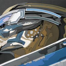 Garrus Vakarian Art Portrait, 3D Wall Decor, Scroll Saw Art, Wood Video Game - thumbnail 2