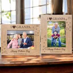 Personalised French Oak Picture Frame, I Love My Grandpa, Custom Engraved Present For Grandfather - thumbnail 1