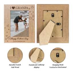 Personalised French Oak Picture Frame, I Love My Grandpa, Custom Engraved Present For Grandfather - thumbnail 2