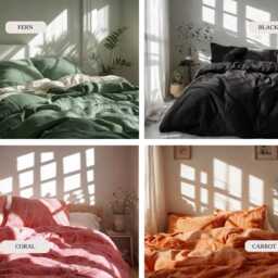 30 Colors Linen Bedding Set Rustic Duvet Cover & 2 Pillowcases Soft Medium Weight Bedding, Stonewashed Comfort - thumbnail 2