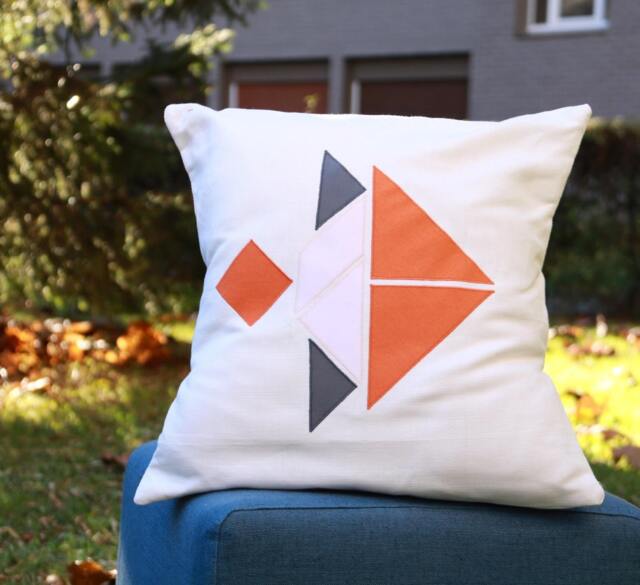 Tangram Fish Nemo Decorative Cushion 40cm X - Cover + Pillowcase in Organic Cotton Microfiber