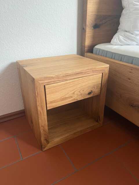 Solid Wood Bedside Table in Oak & Walnut, Modern With Wooden Or Metal Legs, Individually Customizable, Made-To-Measure Nightstand - image 1