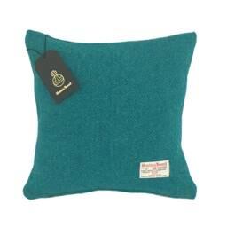 Harris Tweed Cushion Cover - Double Sided With Concealed Ykk Zip Teal & Turquoise Herringbone 100% Wool All Sizes Available