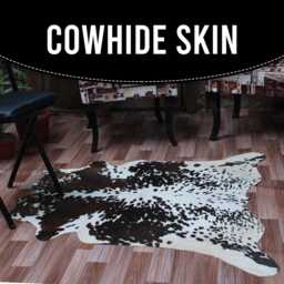 Authentic Cowhide Rug - Dark Brown & White Hair-On Leather - 42 X 42 Inches - thumbnail 4