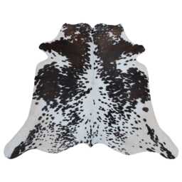 Authentic Cowhide Rug - Dark Brown & White Hair-On Leather - 42 X 42 Inches - thumbnail 1