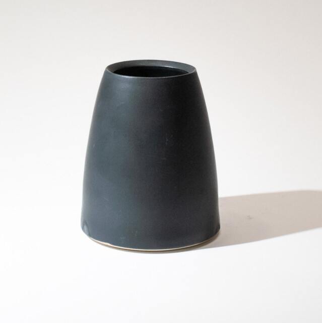 Hand Thrown Vase Form Stoneware Fired in A Satin Finish Semi-Matte Black Glaze - image 1