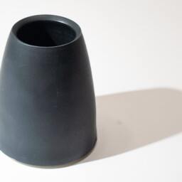 Hand Thrown Vase Form Stoneware Fired in A Satin Finish Semi-Matte Black Glaze - thumbnail 3