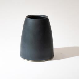 Hand Thrown Vase Form Stoneware Fired in A Satin Finish Semi-Matte Black Glaze - thumbnail 1