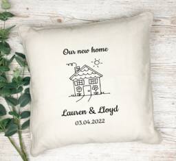 Personalised New Home Cushion Cover, House Warming Gift, First House Present Home Decor - thumbnail 1