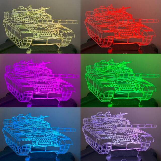Tank 3D Illusion Smart App Control Night Light Bluetooth, Music, 7&16M Color Mobile App, Made in UK - image 1