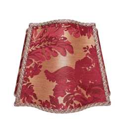 Fancy Square Lamp Shade Luigi Bevilacqua Fabric Silk Brocatelle Red Giardino Pattern - Handmade in Italy