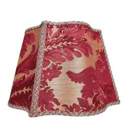 Fancy Square Lamp Shade Luigi Bevilacqua Fabric Silk Brocatelle Red Giardino Pattern - Handmade in Italy - thumbnail 3