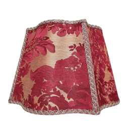 Fancy Square Lamp Shade Luigi Bevilacqua Fabric Silk Brocatelle Red Giardino Pattern - Handmade in Italy - thumbnail 2