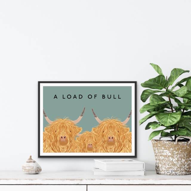 Highland Cow Kitchen Print Funny Bull Quote Wall Art - image 1