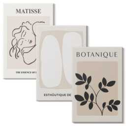 Canvas Art Set Of 3 - Stylish Minimalist Paintings With Plant Motifs By Matisse, Beige Photo Print, Artwork Wall Decor - thumbnail 2