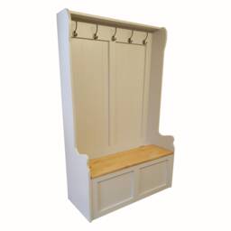 Hand Crafted Monk's Bench Coat Stand With Storage Finished F&b Eggshell Custom Sizes Available - thumbnail 1