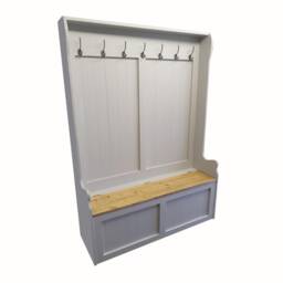 Hand Crafted Monk's Bench Coat Stand With Storage Finished F&b Eggshell Custom Sizes Available - thumbnail 2