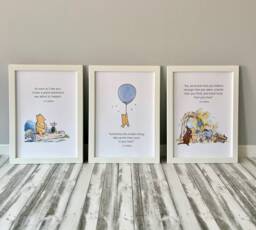 Set Of 3 Winnie The Pooh Print - Nursery New Baby Boy Gift Quote Print Baby - thumbnail 1