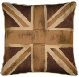 Union Jack Brown & Beige Square Woven Tapestry Cushion Cover Sham