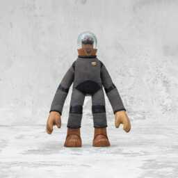 Astronaut Figurine Art - Colonel Stache O'hair Hand-Dyed Canvas & Leather - thumbnail 2