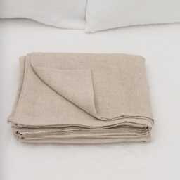 Natural Melange Linen Flat Sheet in King, Queen & Other Custom Sizes, Stone Washed Soft Natural Bed Cover, Aesthetic Organic Bedspread - thumbnail 1