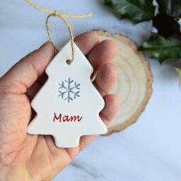 Mam, Handmade Ceramic Christmas Tree Decoration For Present Gift Mam Ornament - thumbnail 2