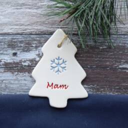 Mam, Handmade Ceramic Christmas Tree Decoration For Present Gift Mam Ornament - thumbnail 3