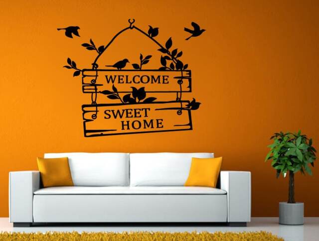 Welcome Sweet Home Hanging Wooden Plank Sign Wall Window Vehicle Sticker Decal Vinyl Fathead Mural Decor L2066 - image 1