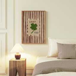 Retro Wall Art, Striped Print, Lucky You Living Room Bedroom Stripe Mid Century Modern Art - thumbnail 2